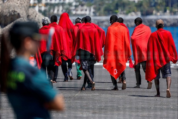 Des migrants arrivés en Espagne par la mer.