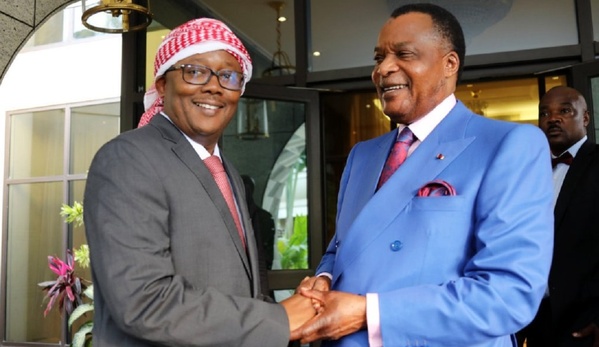 L'ex président bissau-guinéen Umaru Sissoco Embalo ici avec son "parrain" Denis Sassou Nguesso, le chef de l'Etat congolais (photo d'archives)