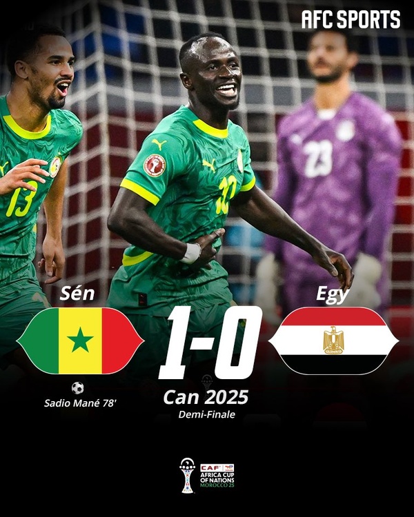 1/2 Finale CAN 2025 : Sadio Mané propulse les Lions du Sénégal en finale 1/2 Finale CAN 2025 : Sadio Mané propulse les Lions du Sénégal en finale