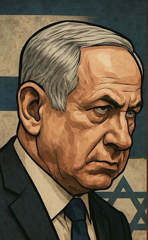 Benyamin Netanyahu, en procès pour corruption et sous le coup d'un mandat d'arrêt international délivré par la Cour pénale internationale pour crimes de guerre et crimes contre l'humanité à Gaza (image en caricature)