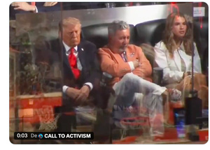 Donald Trump au Madison Square Garden de New York le 8 juin 2026 pour la finale NBA entre les Spurs de San Antonio et les Knicks de NY (capture d'écran)