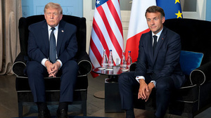 Donald Trump (g.) et Emmanuel Macron à Evian (France) le 15 juin 2026 (photo DR)