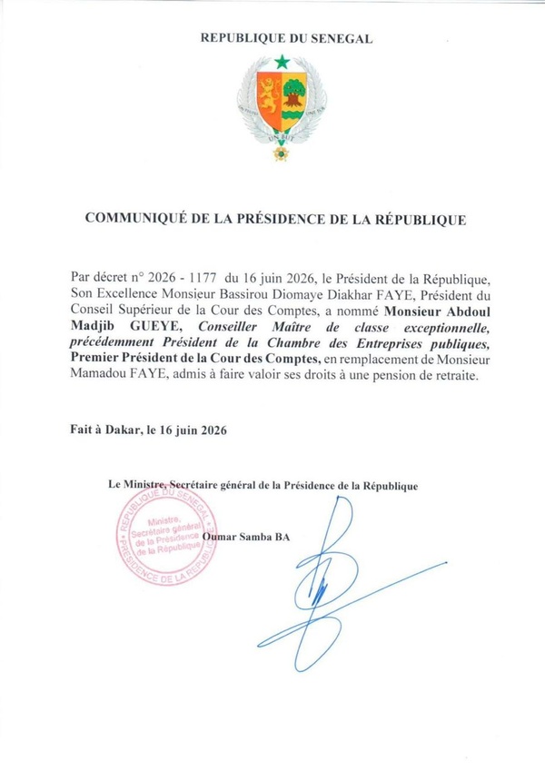 SENEGAL - Abdoul Madjib Guèye, nouveau président de la Cour des comptes SENEGAL - Abdoul Madjib Guèye, nouveau président de la Cour des comptes