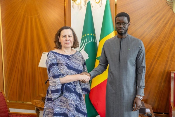 Le président Diomaye Faye recevant au Palais de la République Vera Martin, cheffe de mission du FMI au Sénégal, le 1er septembre 2026