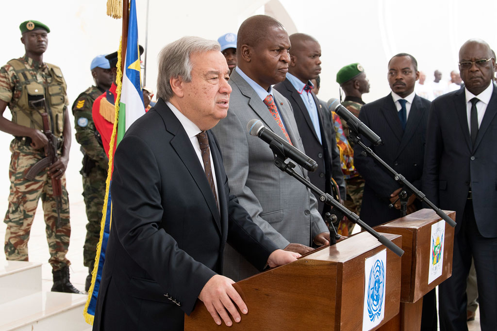 Le chef de l'Etat centrafricain aux côtés du secrétaire général de l'Onu