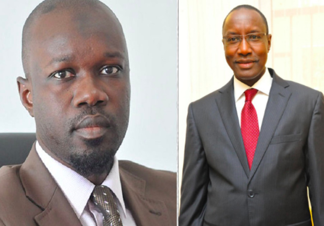 Ousmane Sonko (g) et Mamour Diallo, directeur des domaines