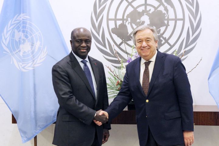 Le chef de la diplomatie ivoirienne avec le SG de l'Onu