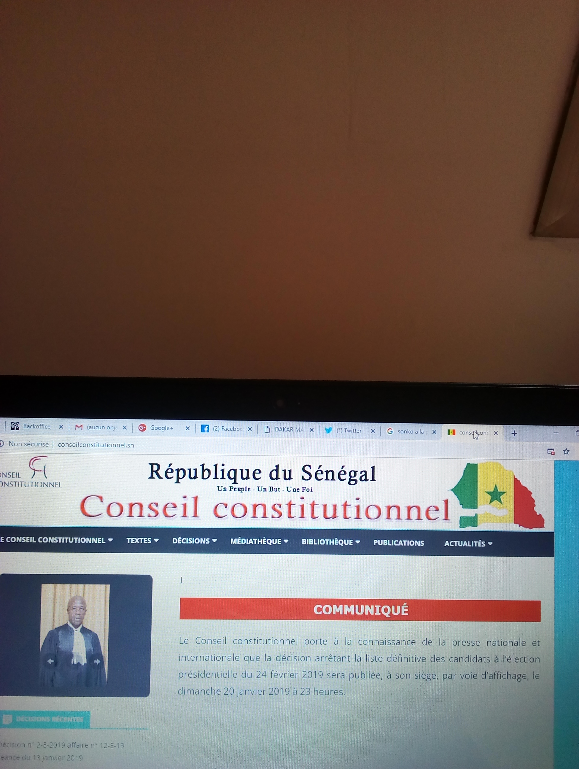 Urgent - Communiqué du Conseil constitutionnel