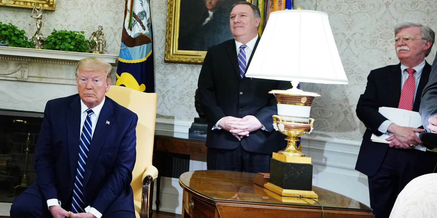 Donald Trump, Mike Pompeo et John Bolton à la Maison Blanche
