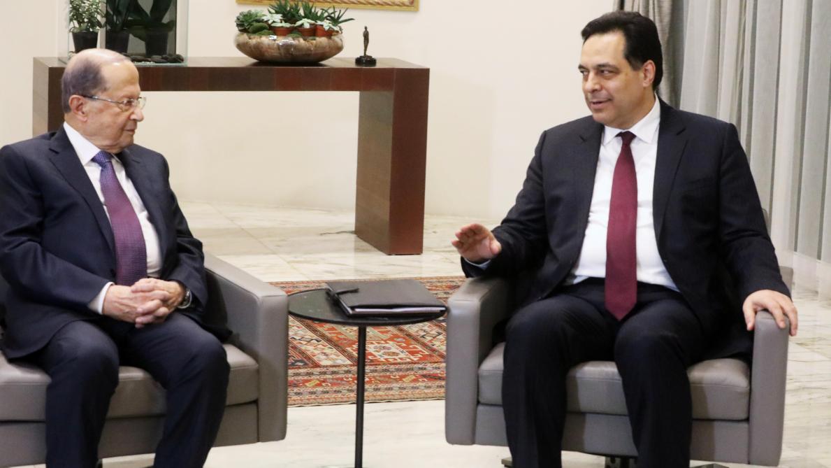 Le président Michel Aoun et le premier ministre Hassan Diab