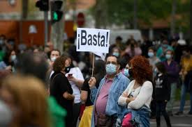 Manifestation contre le reconfinement partiel à Madrid