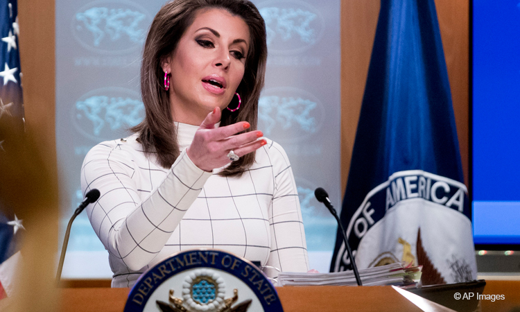 Morgan Ortagus, la porte-parole du Département d'Etat des Etats-Unis