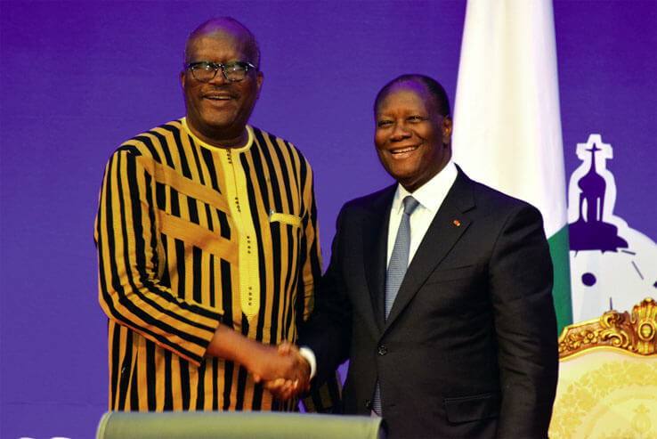 Les présidents Kaboré (g) et Alassane Ouattara 'photo d'illustration)