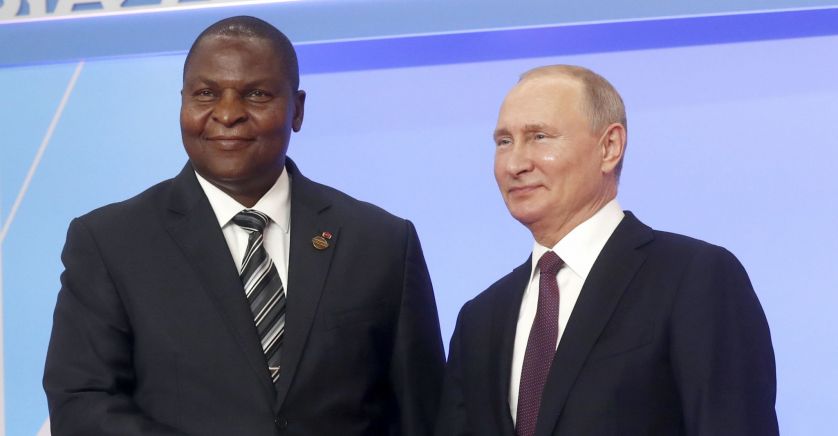 Le président Faustin-Archange Touadera en compagnie du président Vladimir Poutine