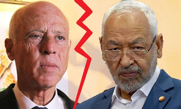 Le président Saied (g) et le chef du parlement Ghannouchi.