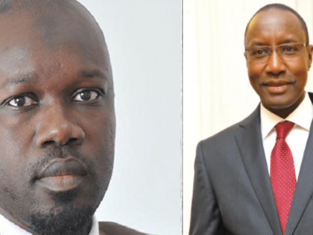 Ousmane Sonko (g), celui qui a révélé le scandale et Mamour Diallo, un des protagonistes de l'affaire