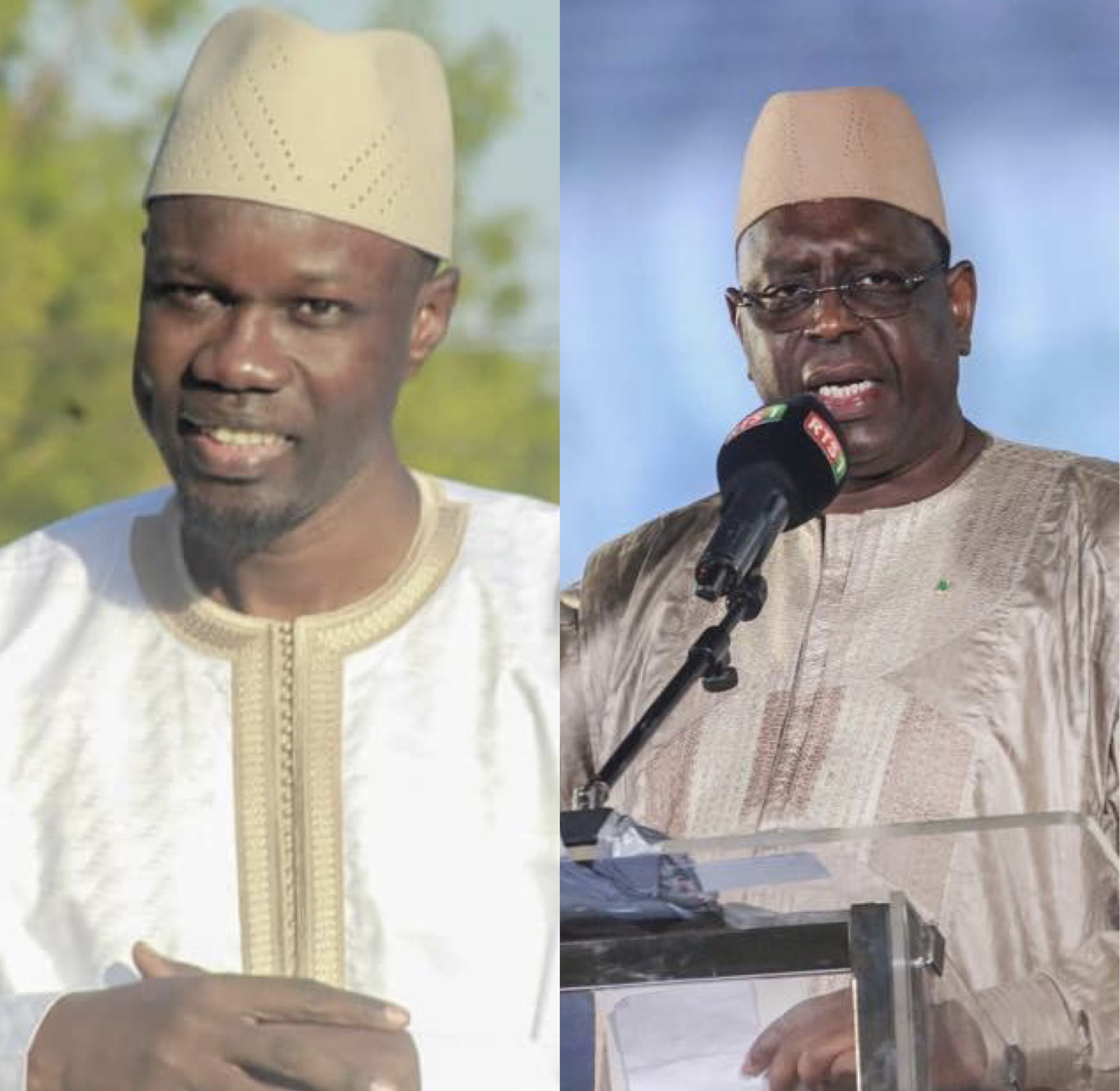 L'opposant Ousmane Sonko (g) et le Président Macky Sall