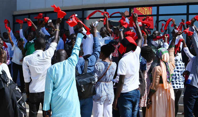 Conseil des médias à la Maison de la Presse le 16 novembre 2022 pour exiger la libération de Pape Alé Niang