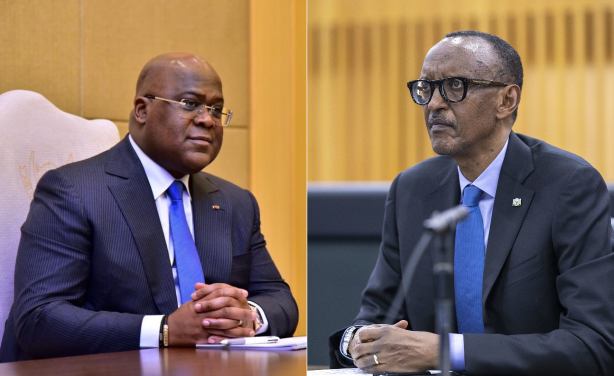 Entre les présidents Etienne Tshisekedi (g) de RDC et Paul Kagamé du Rwanda, la tension reste vive
