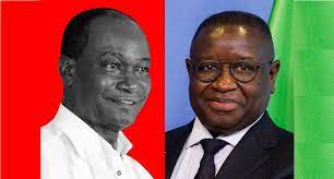 Samura Kamara (g) et le président sortant Julius Mada Bio