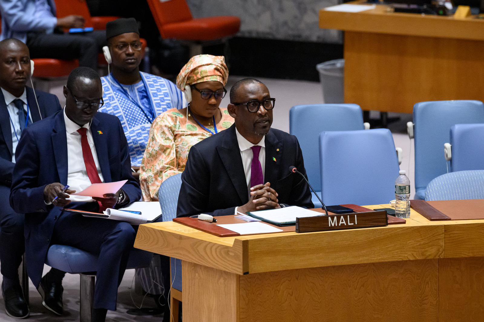 Abdoulaye Diop, le chef de la diplomatie malienne, ici à l'ONU avec ses collaborateurs