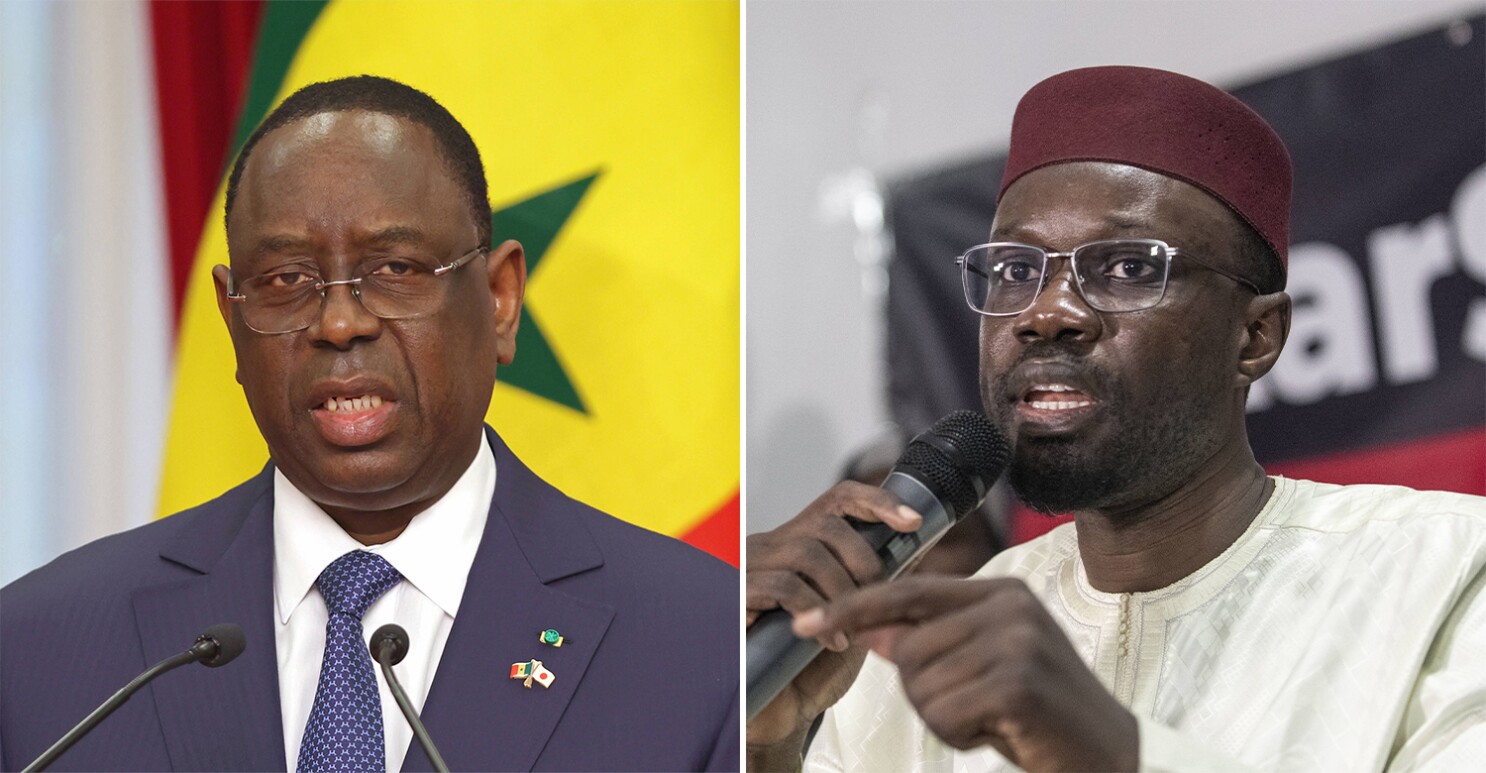 Le président Macky Sall (g) et son principal opposant Ousmane Sonko