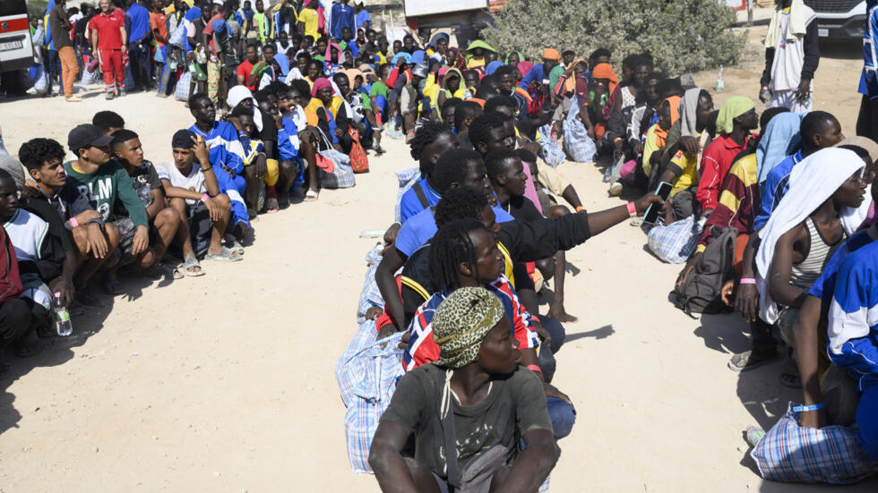 Des migrants arrivés á Lampedusa