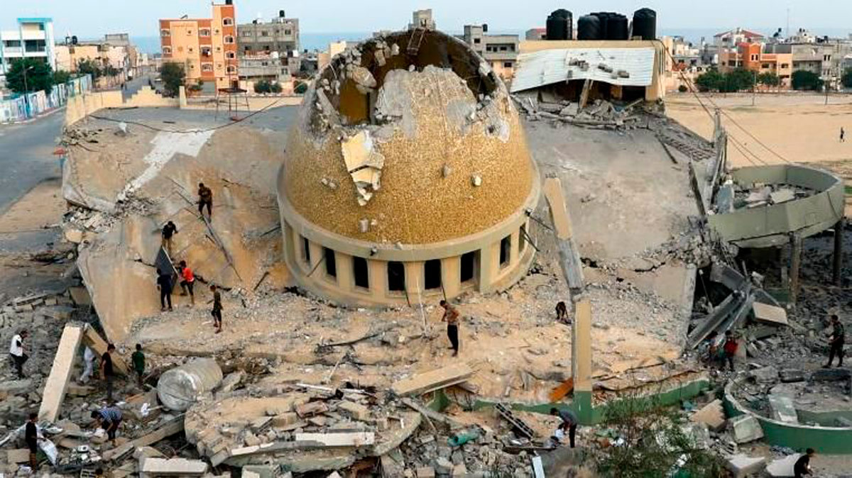 Une mosquée détruite á Khan Younis (Gaza)