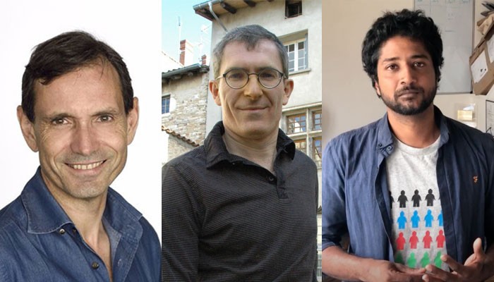 Les journalistes Jacques Monin, Benoît Collombat (Radio France) et Geoffrey Livolsi (Disclose) de gauche à droite