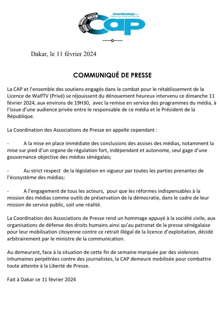 Walfadjri retrouve son signal et sa télé 