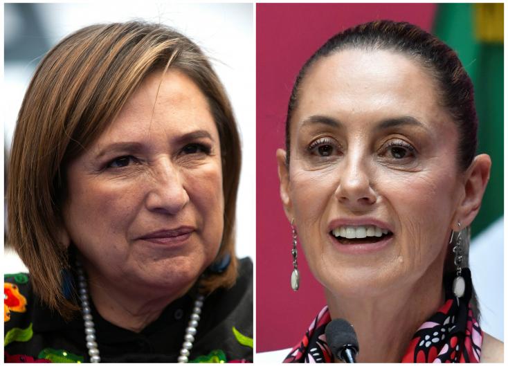 Xochitl Galvez, candidate de l'opposition (g) et Claudia Sheinbaum, la favorite pour succéder au président Obrador