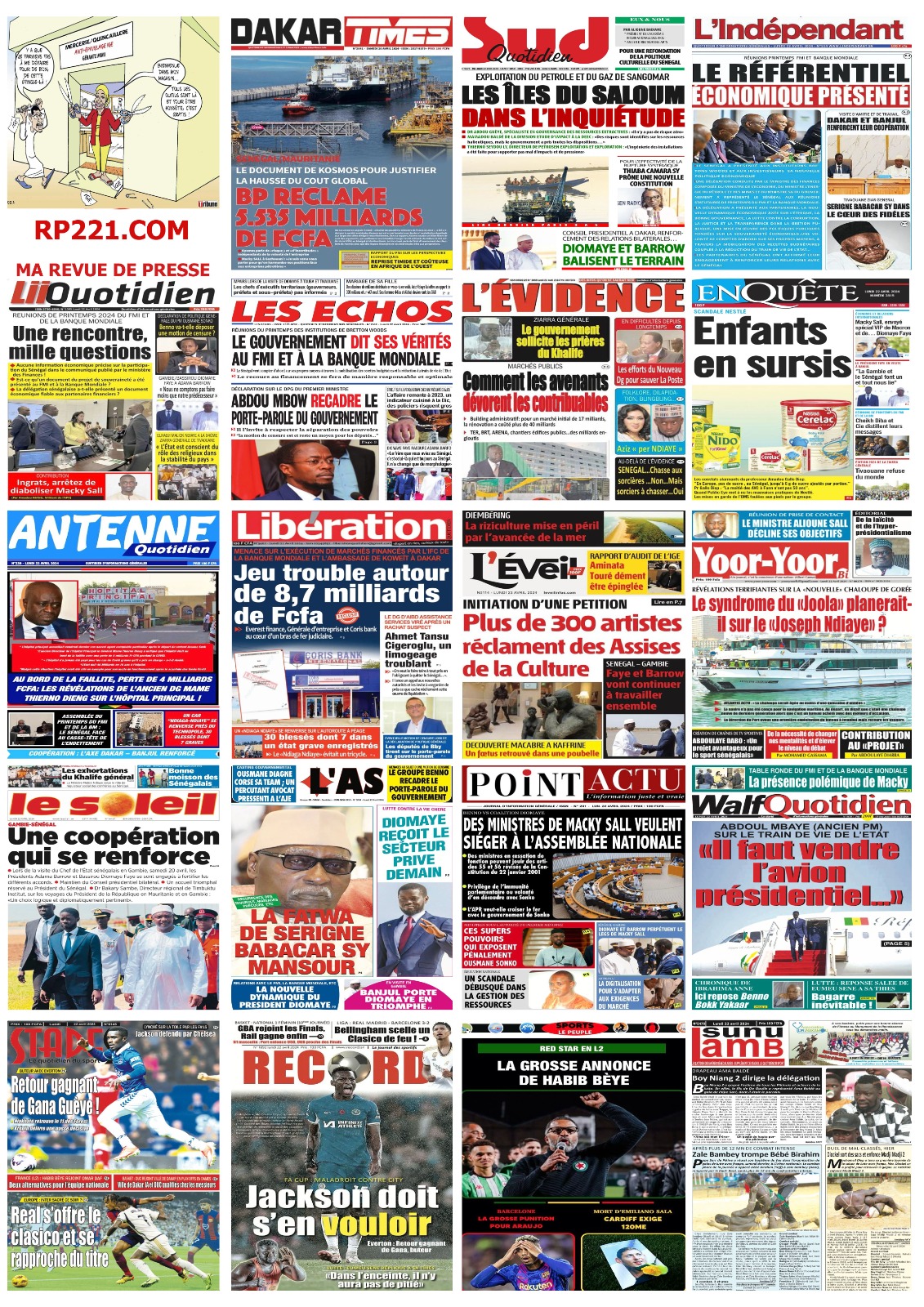 IMPACT - Les UNES de la presse du 22 avril 2024