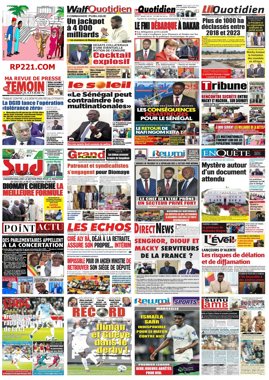 IMPACT - Les UNES de la presse du 24 avril 2024