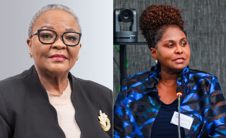 Les juristes botswanaise Sanji Monageng (g.) et ghanéenne Evelyn Ankumah