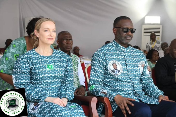 Tidjane Thiam avec sa femme lors d'une activité politique