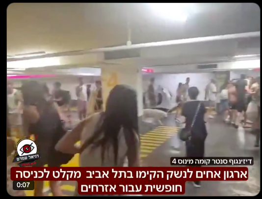 Des Israéliens dans les abris de Tel Aviv