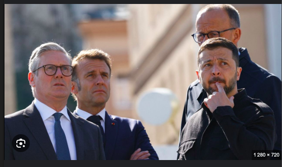 Keir Starmer, Emmanuel Macron, Friedrich Merz et Volodymyr Zelensky. Les Européens placés dans l'incertitude par Donald Trump à la veille du sommet Usa-Russie en Alaska