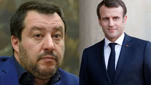 Matteo Salvini (g.) et Emmanuel Macron
