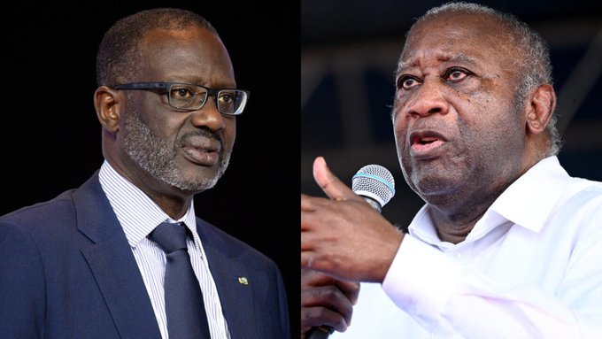 Tidjane Thiam (g.) et Laurent Gbagbo