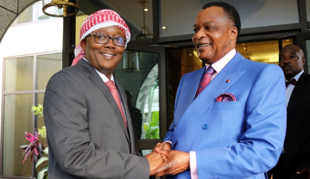 L'ex président bissau-guinéen Umaru Sissoco Embalo ici avec son "parrain" Denis Sassou Nguesso, le chef de l'Etat congolais (photo d'archives)