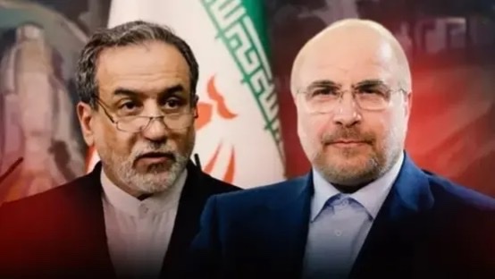 Abbas Araghchi (g.) et Mohammad Bagher Ghalibaf, les deux principaux négociateurs iraniens à Islamabad (Pakistan)