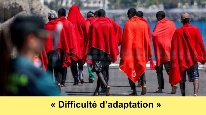 Des immigrés africains pris en charge après leur arrivée en Espagne par des bateaux