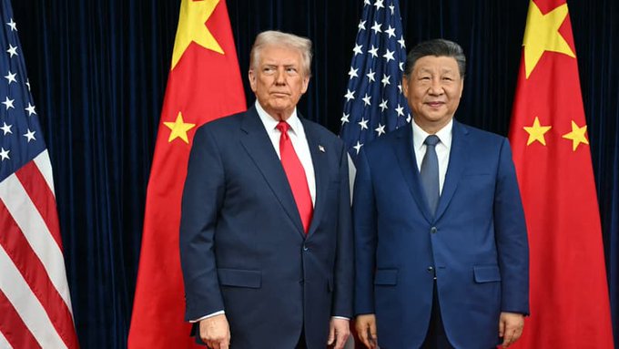 Xi Jinping (d.) et Donald Trump le 14 mai 2026 à Beijing