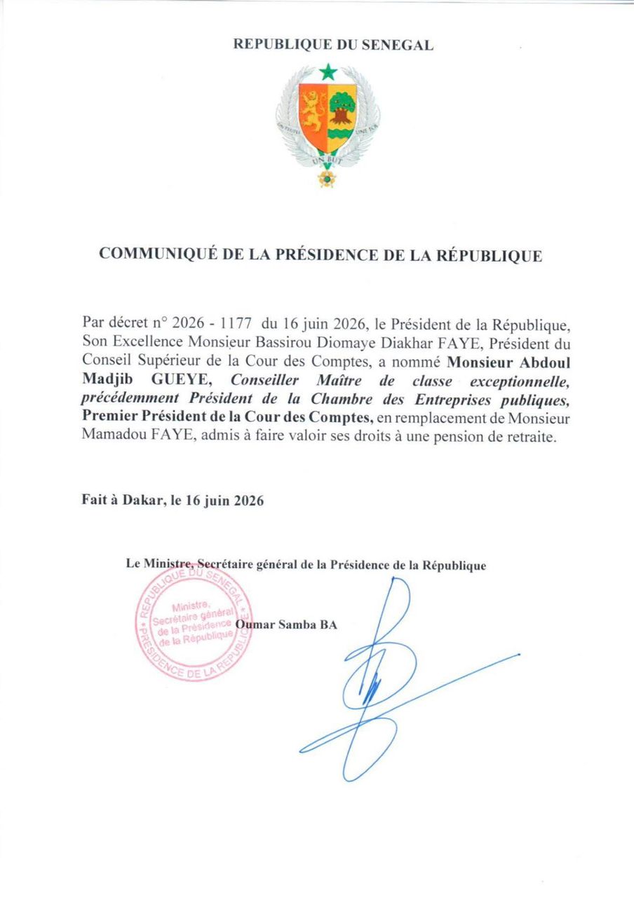 SENEGAL - Abdoul Madjib Guèye, nouveau président de la Cour des comptes