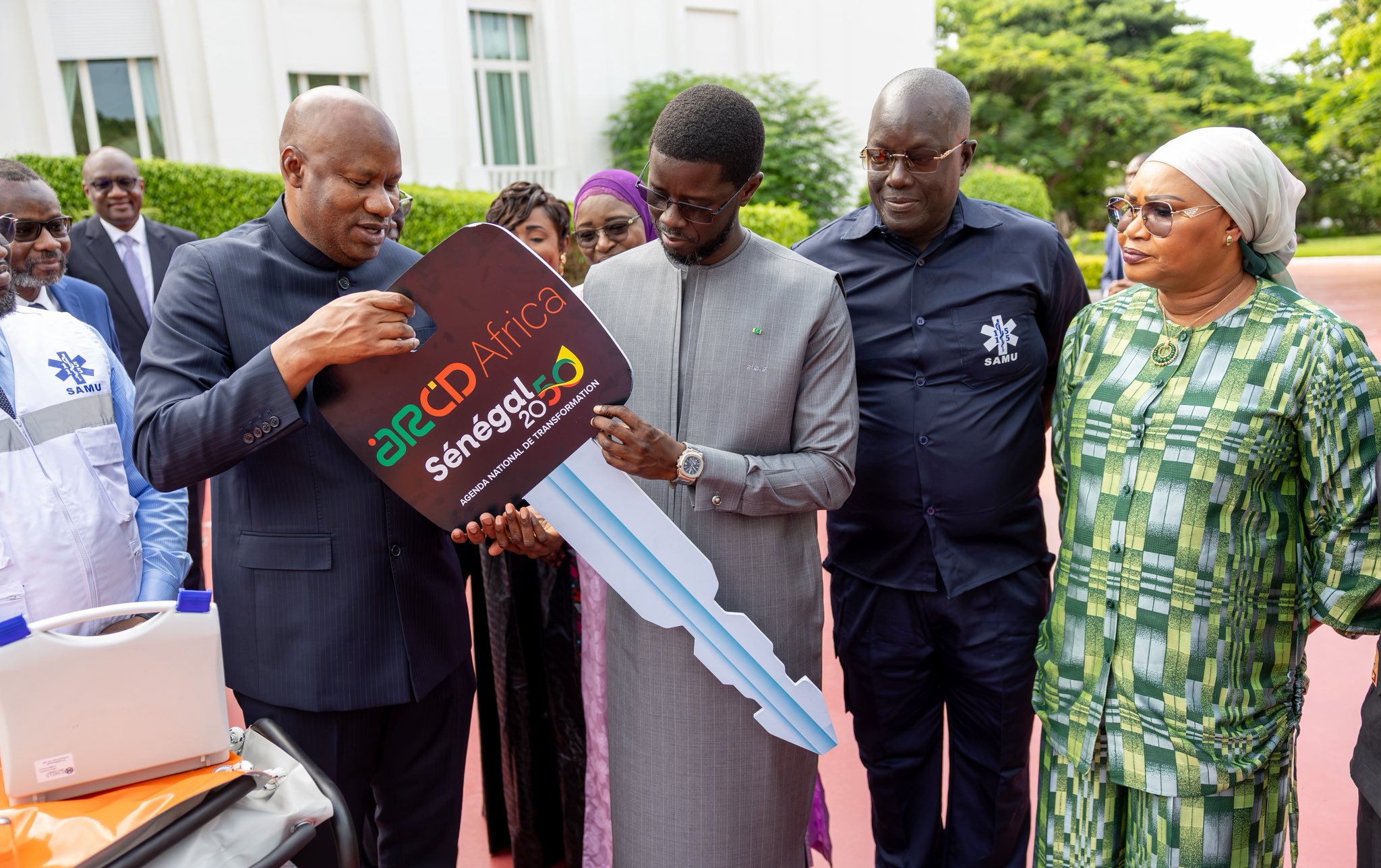 Le chef de l'Etat Bassirou Diomaye Faye lors de la cérémonie de réception d'ambulances au Palais de la République le 10 septembre 2026.