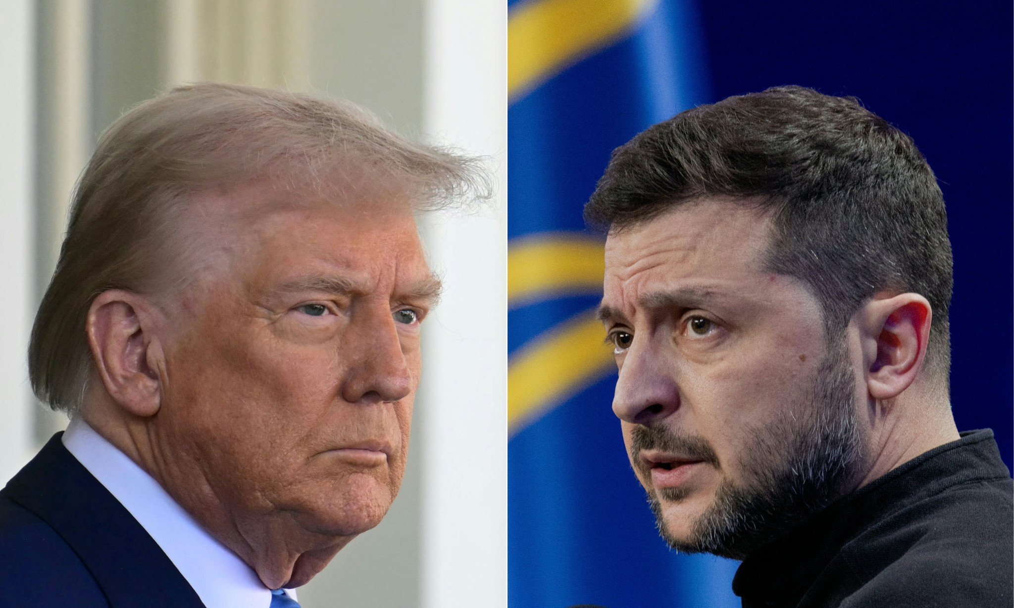 Donald Trump (g.) et Volodymyr Zelensky