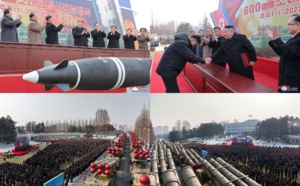 « La cérémonie de remise des supergrands lance-roquettes multiples de 600 mm à Pyongyang » (KCNA)
