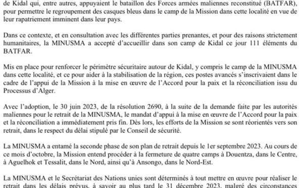 La Minusma livre le poste-avancé de Kidal aux armées maliennes