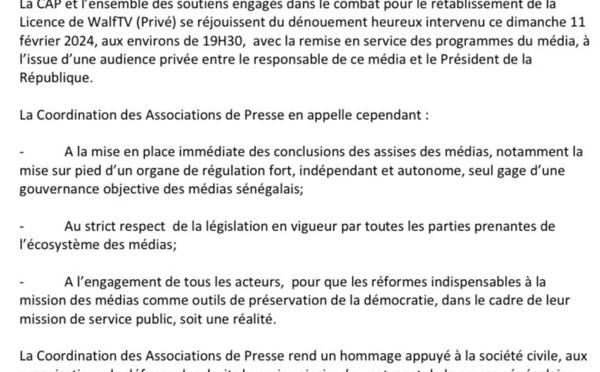 Walfadjri retrouve son signal et sa télé 