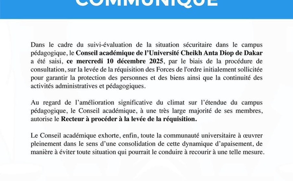 UCAD - Le Conseil académique valide le départ des forces de l'ordre du campus pédagogique